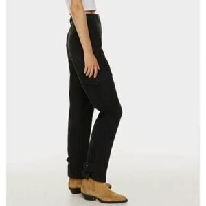 Aritizia Wilfred Free Modern Cargo Pant Black Denim Jeans High Waisted Slouchy 0